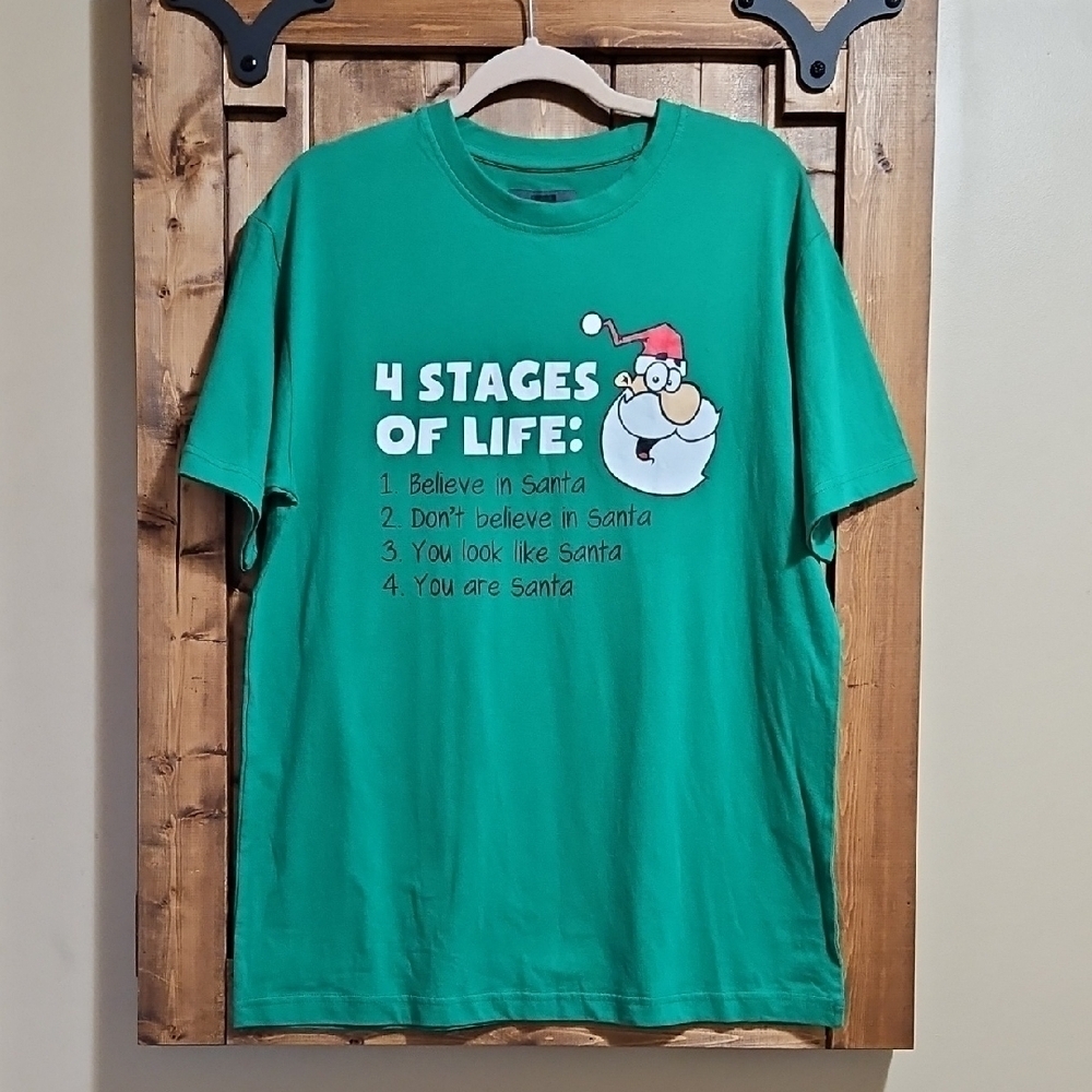 Match Green 4 Stages Of Life Santa Christmas Novelty Tshirt Mens M